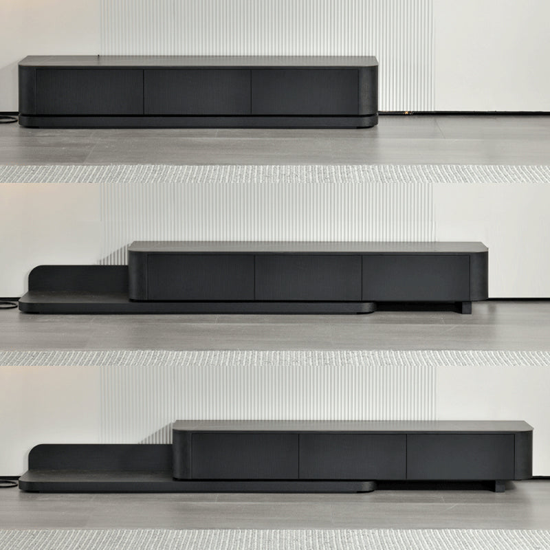 【テレビボード】伸縮式のテレビボード モダン風 テレビ台の全体画像 ブラック 天板色ブラック(金柄) 伸缩式 200~390*42*35