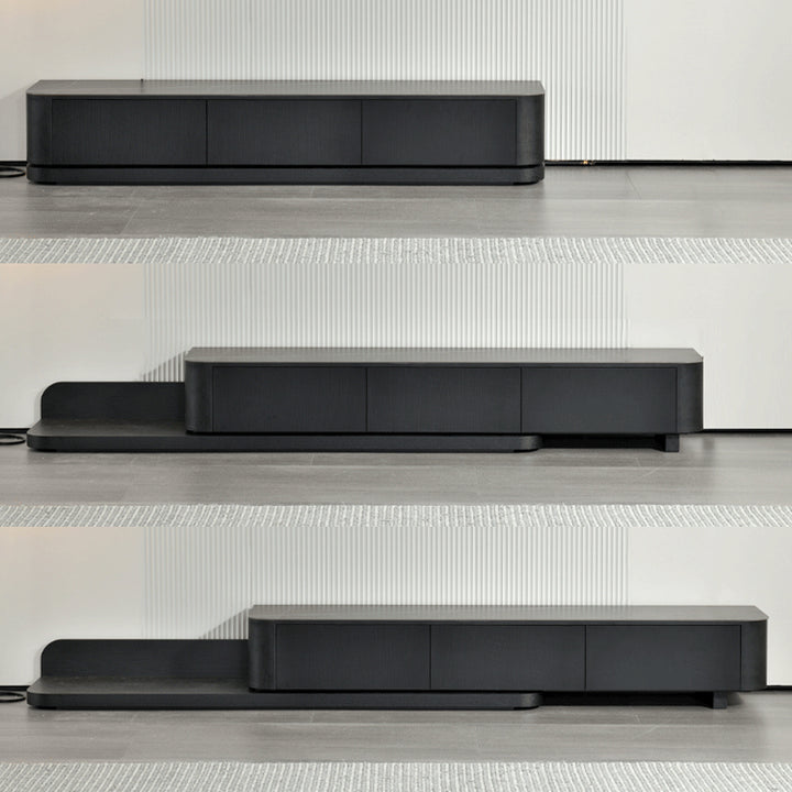 【テレビボード】伸縮式のテレビボード モダン風 テレビ台の全体画像 ブラック 天板色ブラック(金柄) 伸缩式 200~390*42*35