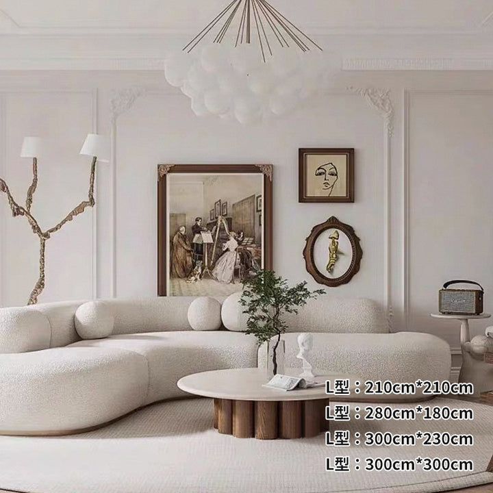 【ソファ】ソファー シンプルミルク色 1/2/3/4人掛け ホワイト ラムフリース L型