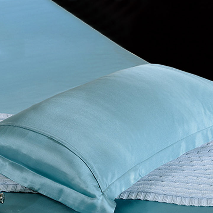 【16匁 】シルク寝具 シルク100% 天然 ツルツル 高級  寝具セット 純色 軽い贅沢 光沢 ブルー  ベッド用品 シーツカバー 単品からセットまで