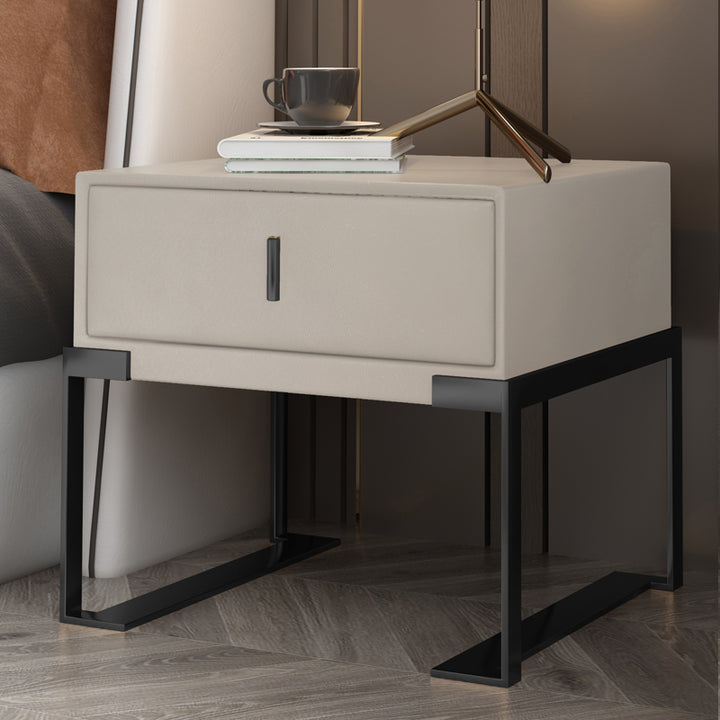 【ナイトテーブル】ベッドサイドテーブル デザイン性 選べる12色 ホワイト 脚色ブラック 52*40*48 安心の100日間返品交換保証