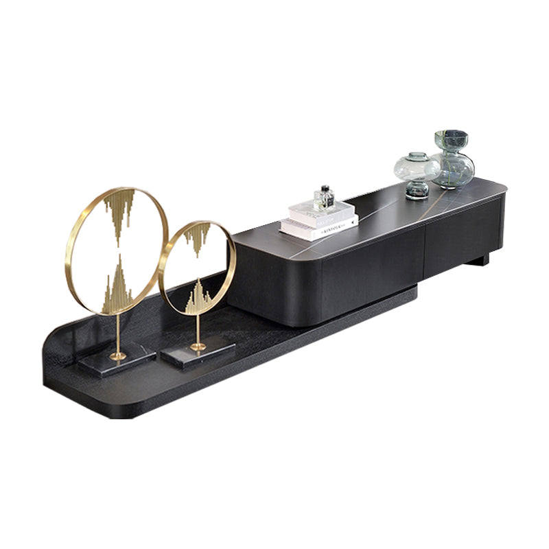 【テレビボード】伸縮式のテレビボード モダン風 ブラック 天板色ブラック(金柄) 伸缩式 150~290*42*35