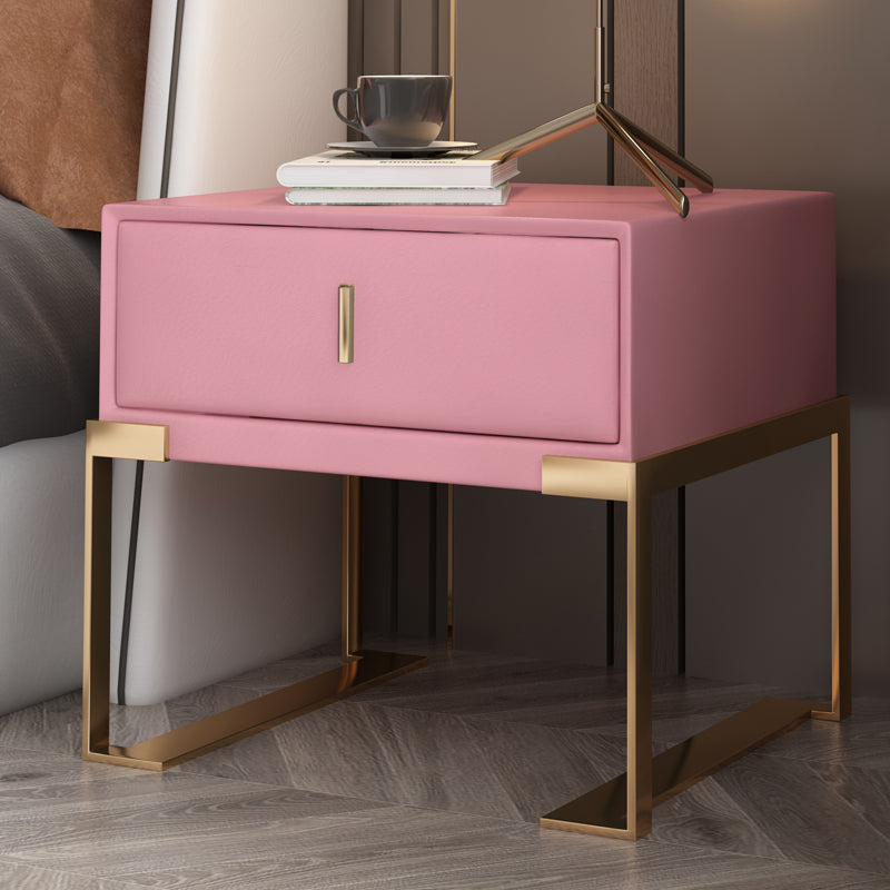 【ナイトテーブル】ベッドサイドテーブル デザイン性 選べる12色 ピンク 脚色ゴールド 52*40*48 安心の100日間返品交換保証