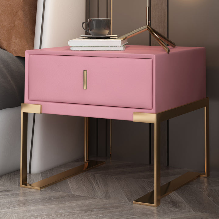 【ナイトテーブル】ベッドサイドテーブル デザイン性 選べる12色 ピンク 脚色ゴールド 52*40*48 安心の100日間返品交換保証