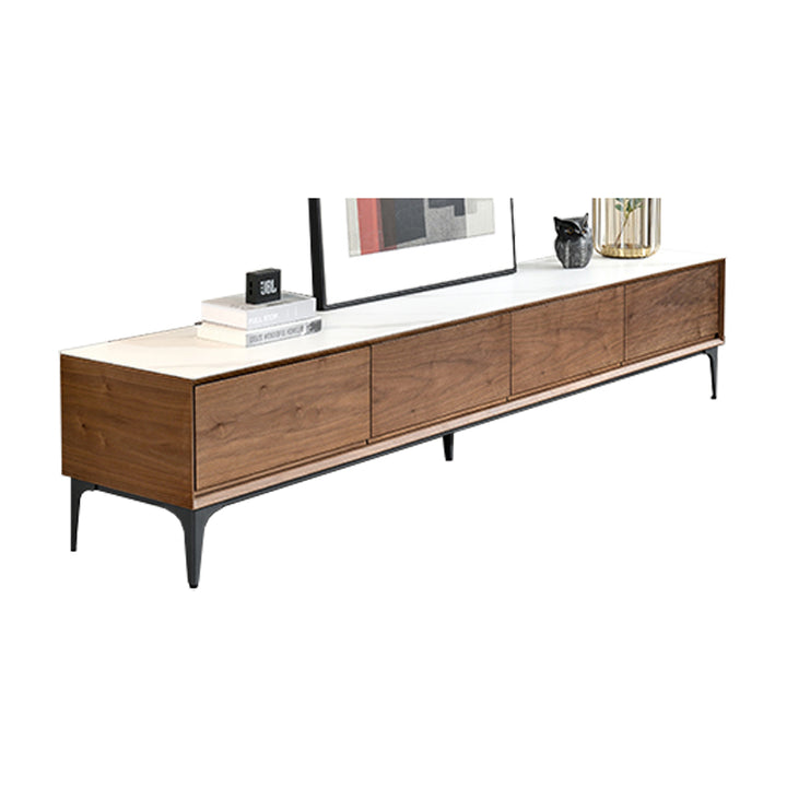 【テレビボード】イタリア風 ラグジュアリー ウォールナット 天板色ホワイト(灰柄) 引き出し*4