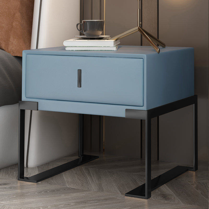 【ナイトテーブル】ベッドサイドテーブル デザイン性 選べる12色 水色 脚色ブラック 52*40*48 安心の100日間返品交換保証