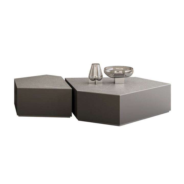 【ローテーブル】異形 デザイン性 イタリア風 ローテーブルの全体画像 天板グレー ローテーブルセット140*80*32 100日間返品交換保証制度