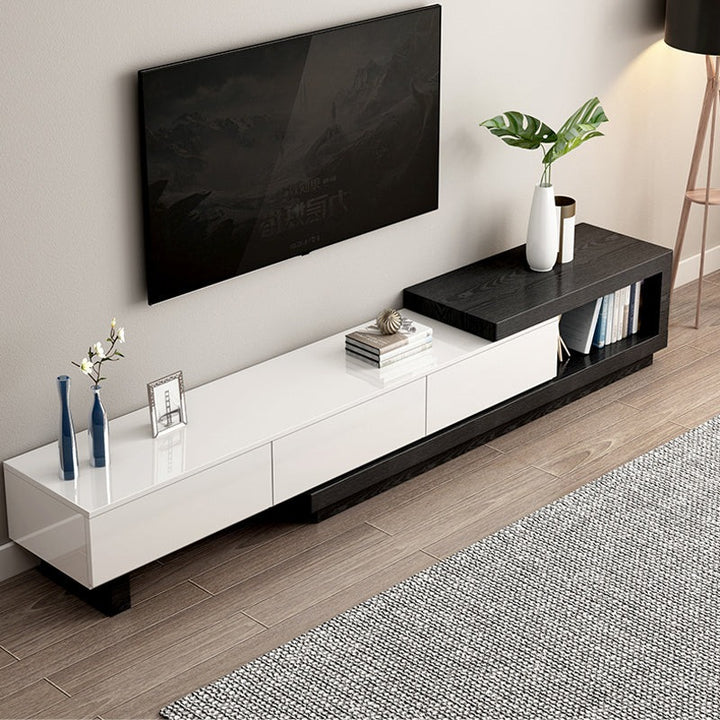 【テレビボード】モダン風のテレビボート 伸縮式 ホワイト+ブラック 伸縮式テレビボード190~260*39*37.5