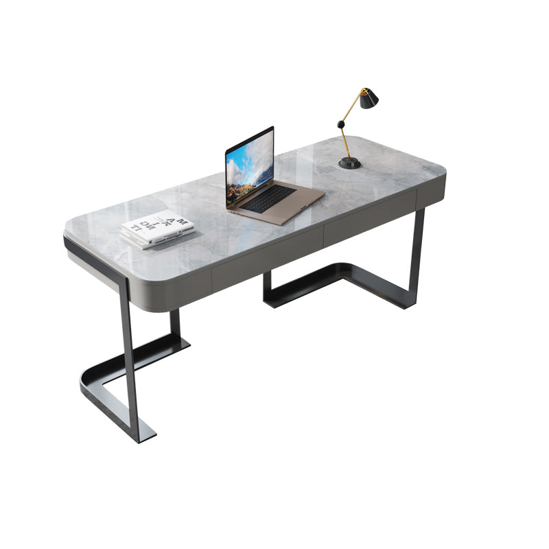 【ワークデスク】テーブル マーブル柄 グレー  ワークデスクの全体画像 テーブル
