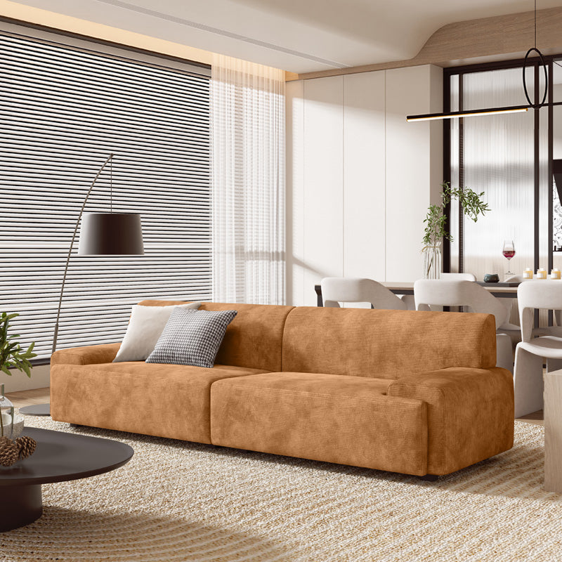 【ソファ】レトロモダン 選べる7色 オレンジ 高密度ウレタンフォーム 4人掛け 246cm+クッション*2