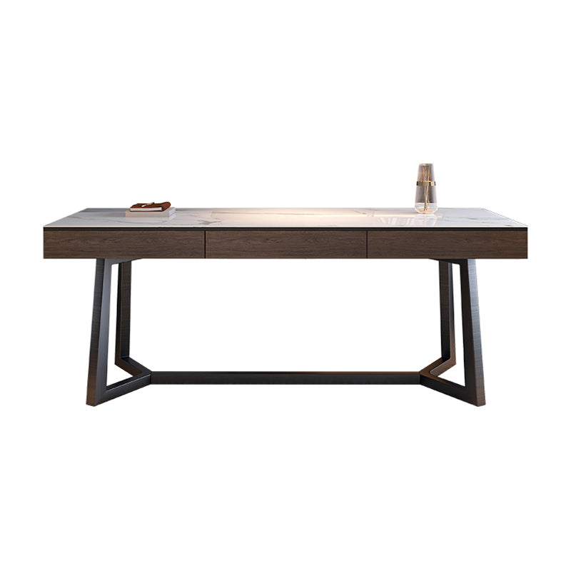 【デスク】テーブル モダン風 おしゃれなデスク 引き出し面材色アンバーチーク テーブル 天板色ホワイト