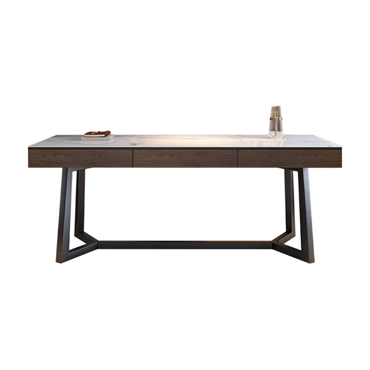 【デスク】テーブル モダン風 おしゃれなデスク 引き出し面材色アンバーチーク テーブル 天板色ホワイト