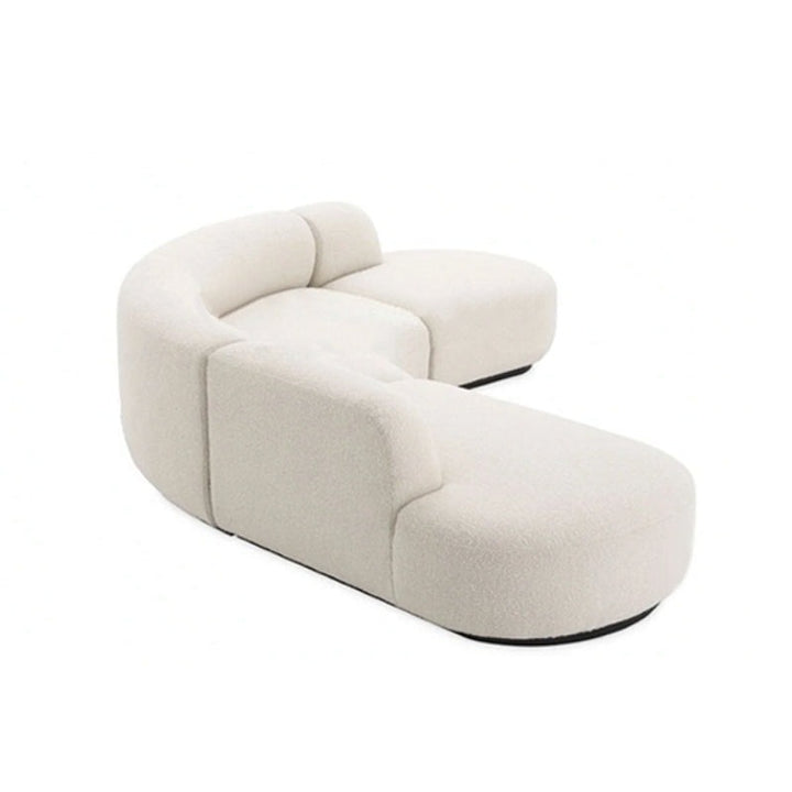 【ソファ】ソファー シンプルミルク色 1/2/3/4人掛け ソファの全体画像 ホワイト ラムフリース L型