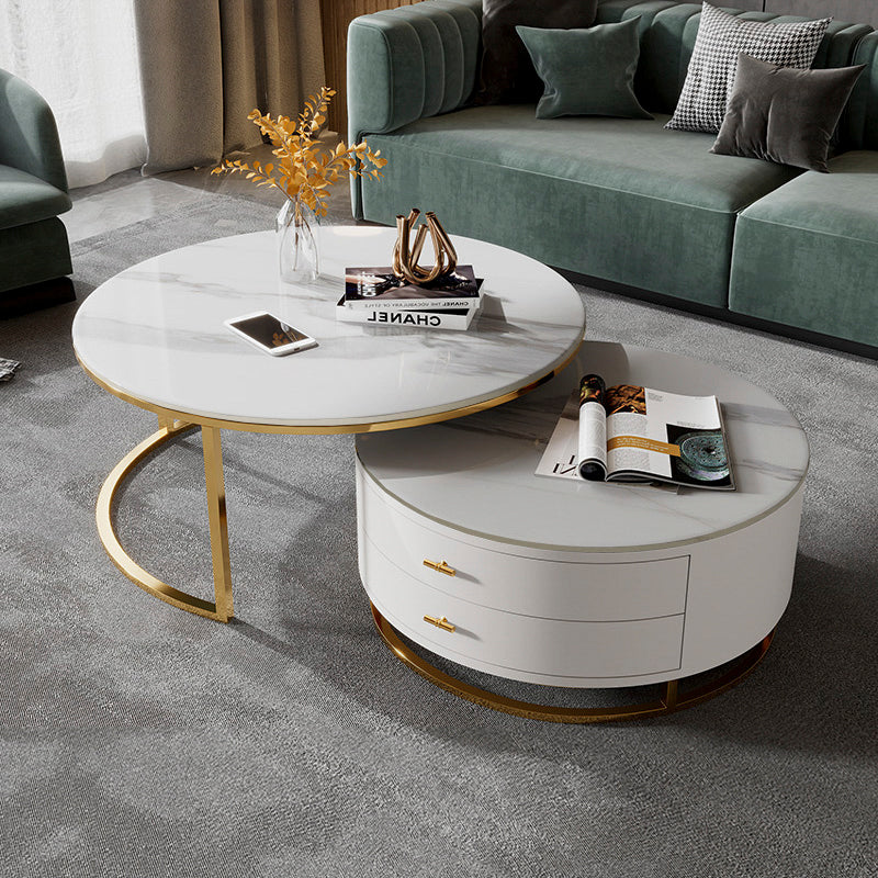 【ローテーブル】西海岸風 マーブル 選べる8色 ホワイト ボディカラーホワイト ローテーブルセット60+80 100日間返品交換保証制度