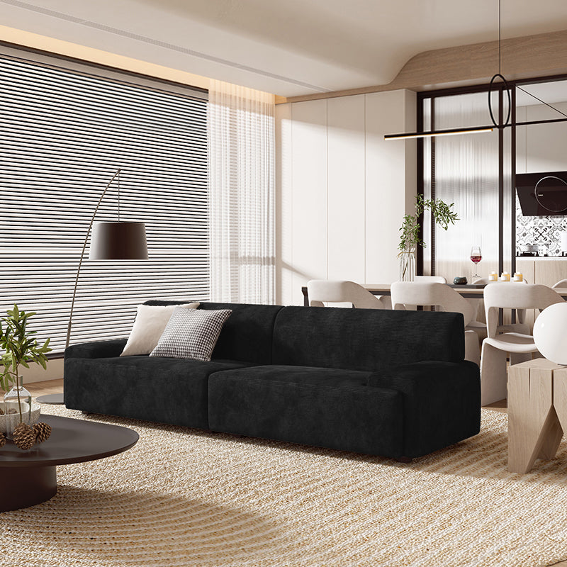 【ソファ】レトロモダン 選べる7色 ブラック 高密度ウレタンフォーム 4人掛け 246cm+クッション*2