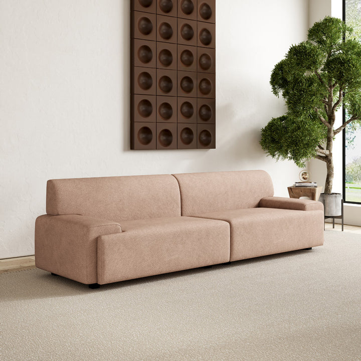 【ソファ】レトロモダン 選べる7色 ピンク 高密度ウレタンフォーム 4人掛け 246cm+クッション*2