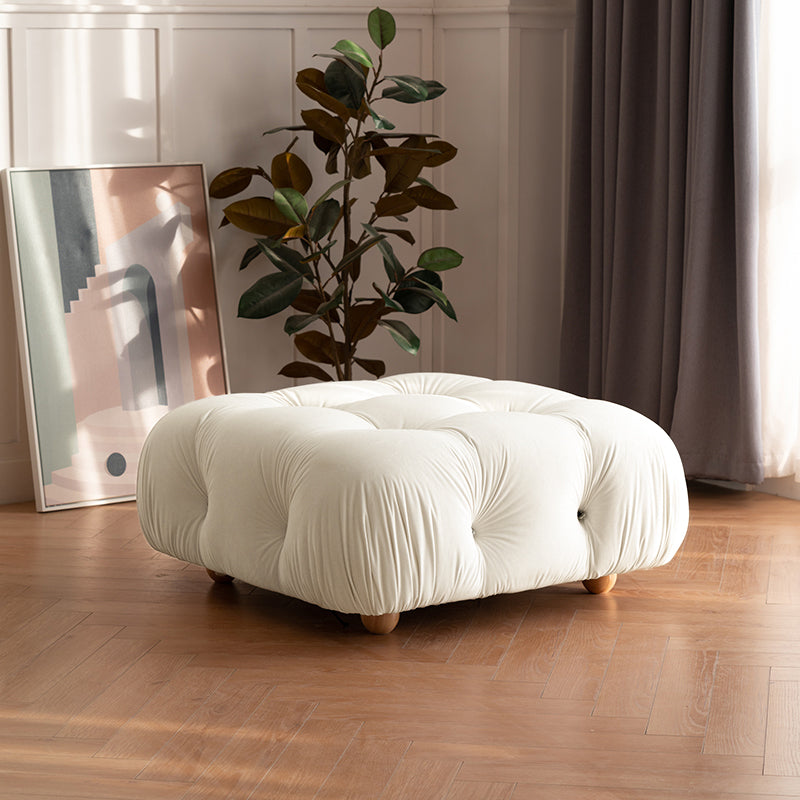 【ソファ】ソファー クリーム色おしゃれ 選べる4素材 ソファの全体画像 ホワイト ベルベット 90*90