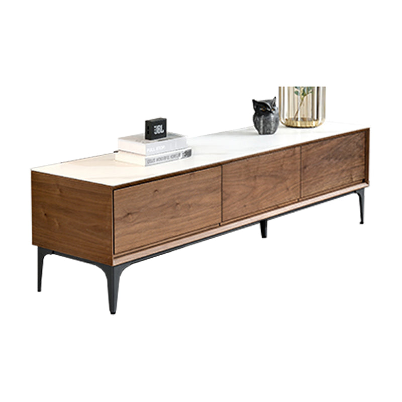 【テレビボード】イタリア風 ラグジュアリー ウォールナット 天板色ホワイト(灰柄) 引き出し*3