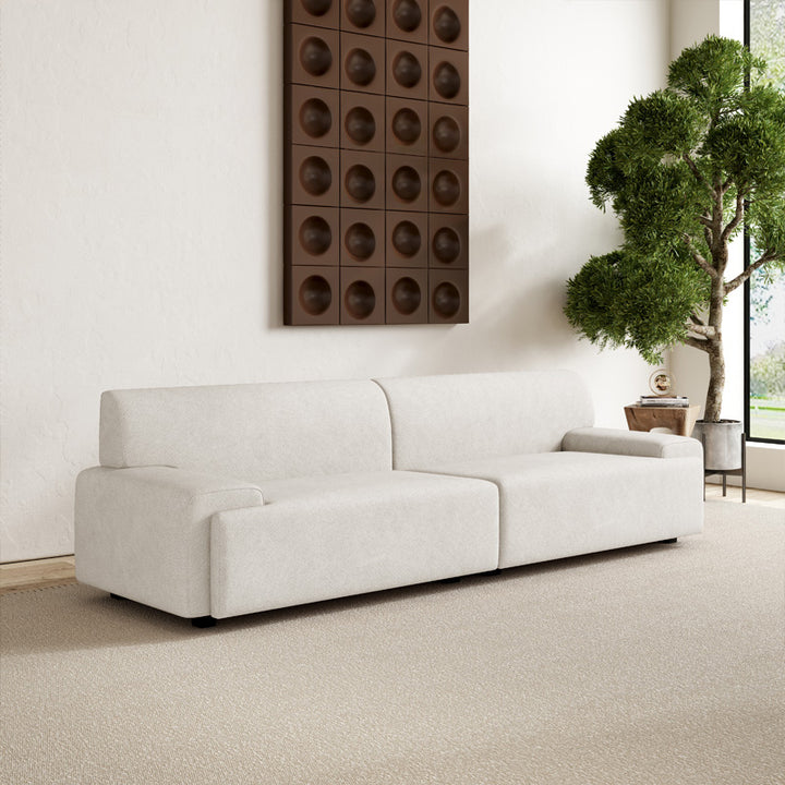 【ソファ】レトロモダン 選べる7色 ホワイト 高密度ウレタンフォーム 4人掛け 246cm+クッション*2