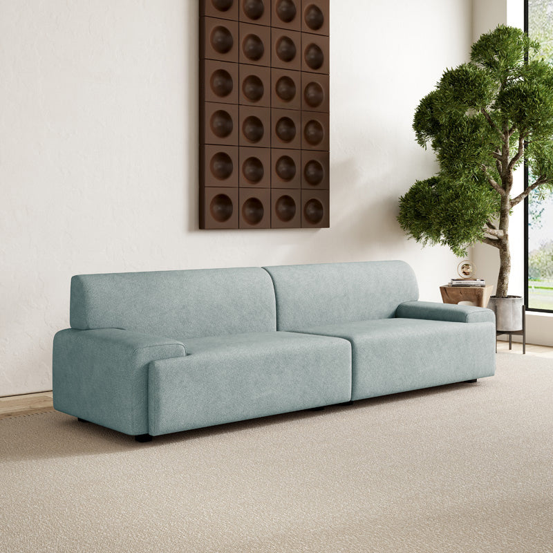 【ソファ】レトロモダン 選べる7色 ブルー 高密度ウレタンフォーム 4人掛け 246cm+クッション*2