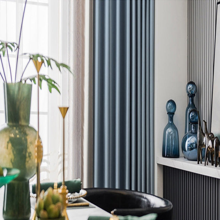 【ドレープカーテン】高級感フランス風 選べる8色 アイボリー(柄付け)+アイボリー+ブルー ポリエステル100% 遮光1級