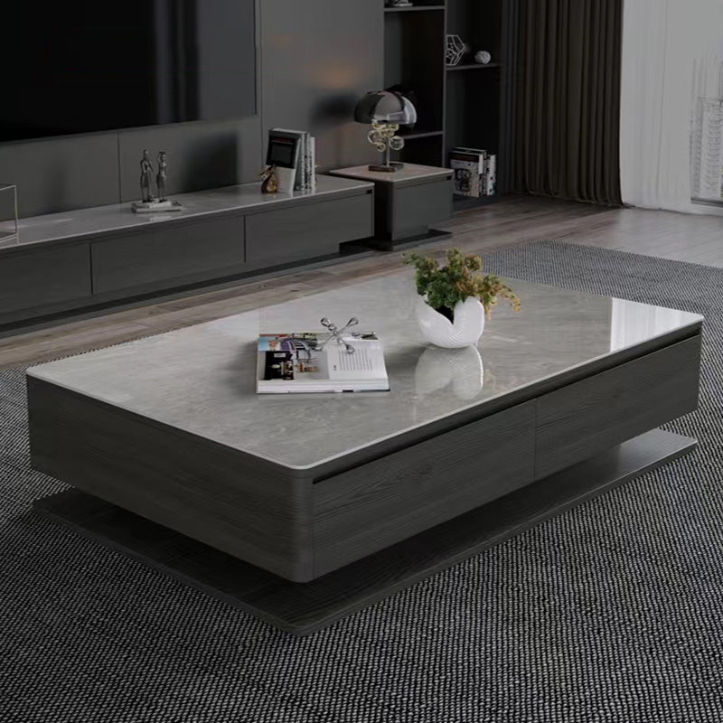 【ローテーブル】美しい木目 モダン 光沢-ホワイト(灰柄) 100日間返品交換保証制度