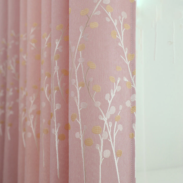 【ドレープカーテン】ジャガード織 選べる24色柄 カーテンの細部画像 ピンク(柄付け) ポリエステル 遮光1級 1.5倍ヒダ(2つ山)