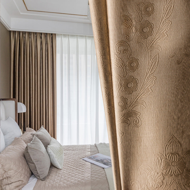 【ドレープカーテン】ジャガード織 選べる24色柄 カーテンの細部画像 ゴールド(柄付け) ポリエステル 遮光1級 1.5倍ヒダ(2つ山)