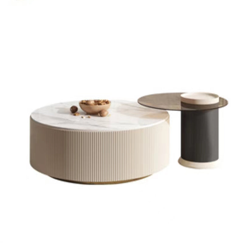 【ローテーブル】リゾート風 テーブルセット オフホワイト+コーヒーブラウン 100日間返品交換保証制度