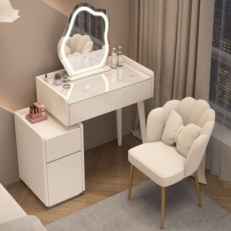 INDOORPLUS公式/ドレッサー ふわふわな雰囲気 おしゃれ (LEDミラーおまけ)テーブル+収納ボックス+背もたれ椅子