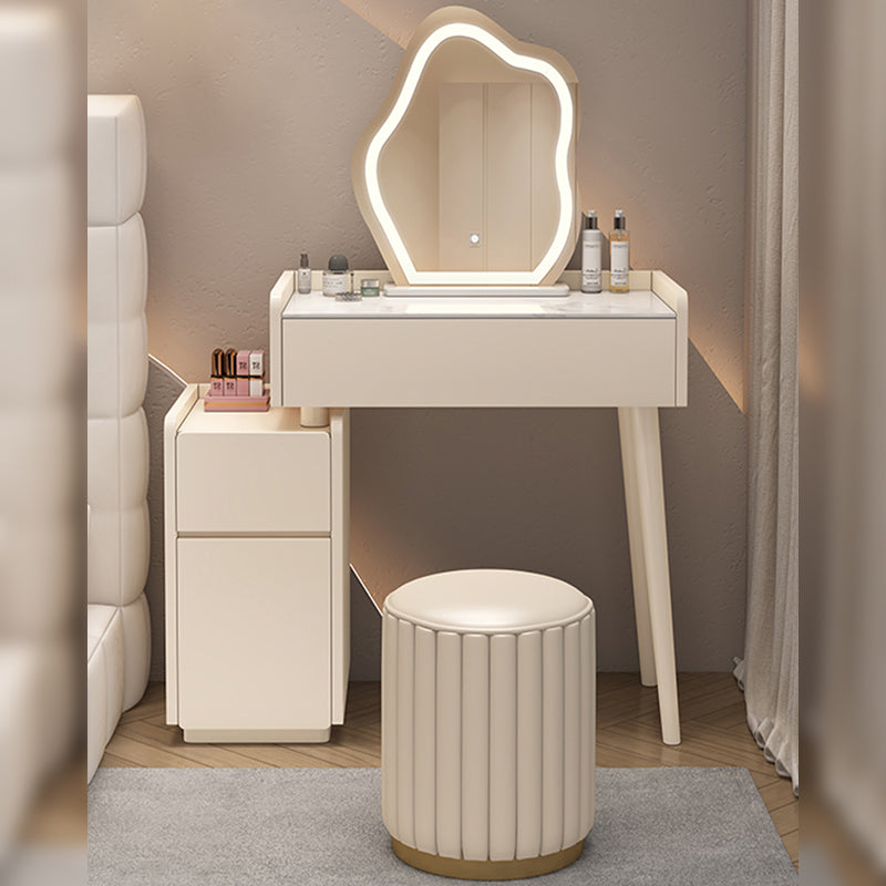 INDOORPLUS公式/ドレッサー ふわふわな雰囲気 おしゃれ (LEDミラーおまけ)テーブル+収納ボックス+丸椅子