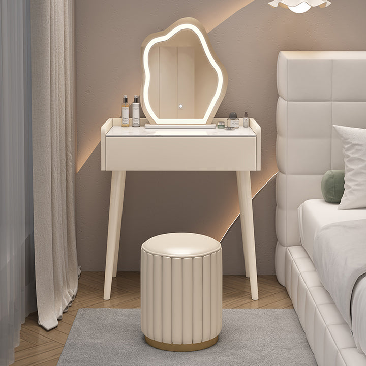INDOORPLUS公式/ドレッサー ふわふわな雰囲気 おしゃれ (LEDミラーおまけ)テーブル+丸椅子