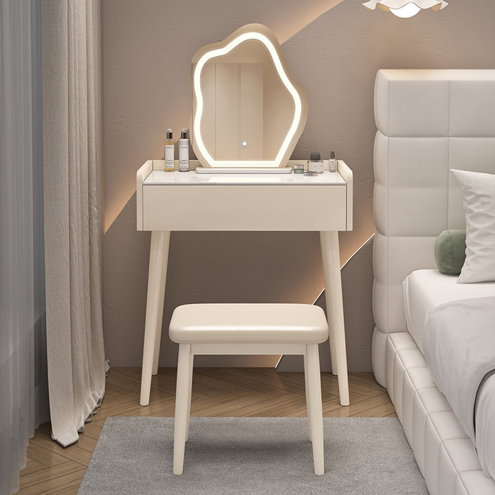 INDOORPLUS公式/ドレッサー ふわふわな雰囲気 おしゃれ (LEDミラーおまけ)テーブル+四角椅子