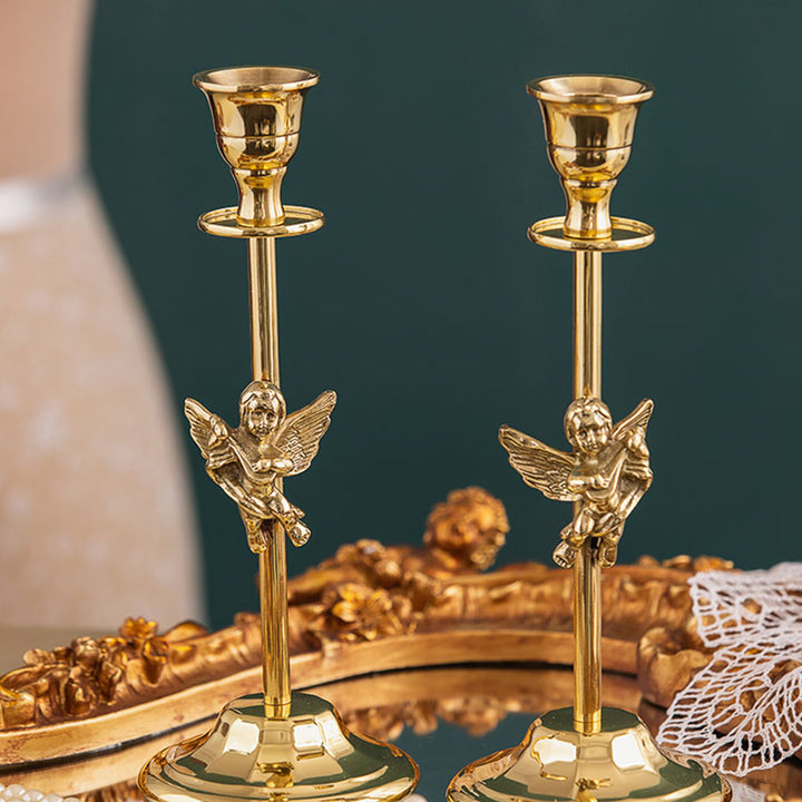 【キャンドルホルダー・スタンド】エレガント キューピッド 銅製