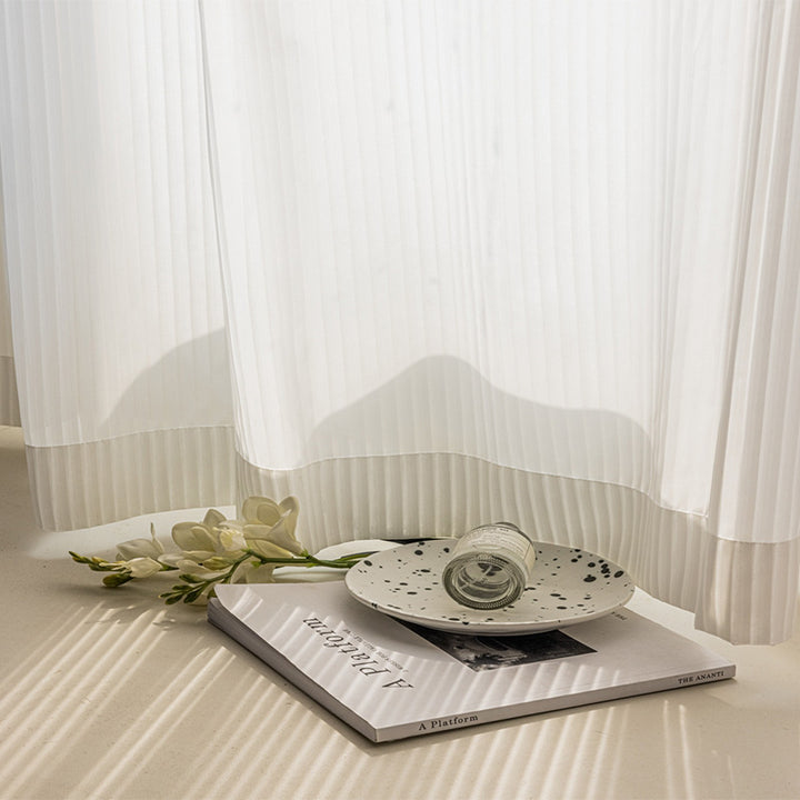 【レースカーテン】ストライプ調 選べる2色