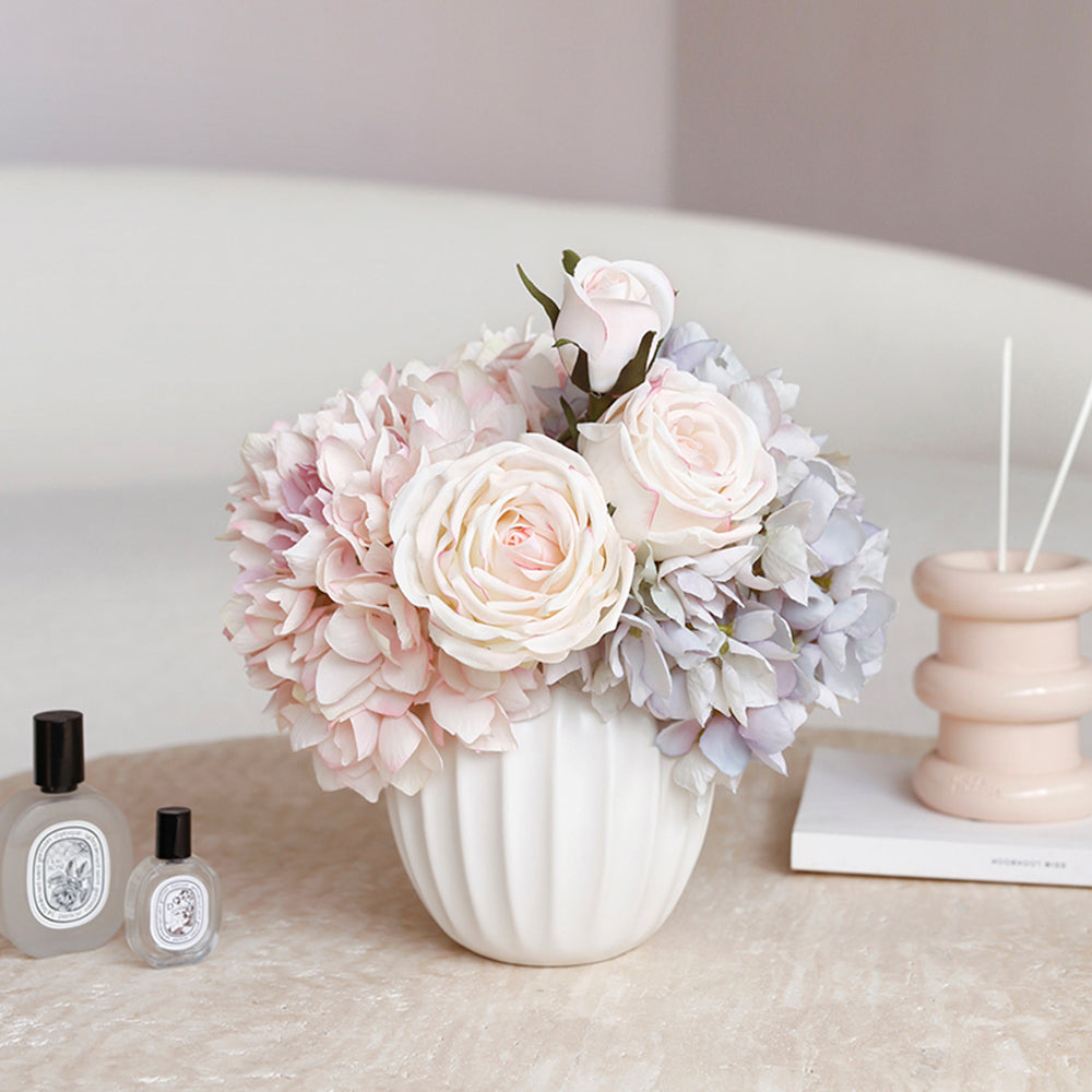 【造花】紫陽花 バラ 優雅 フェイク 置物