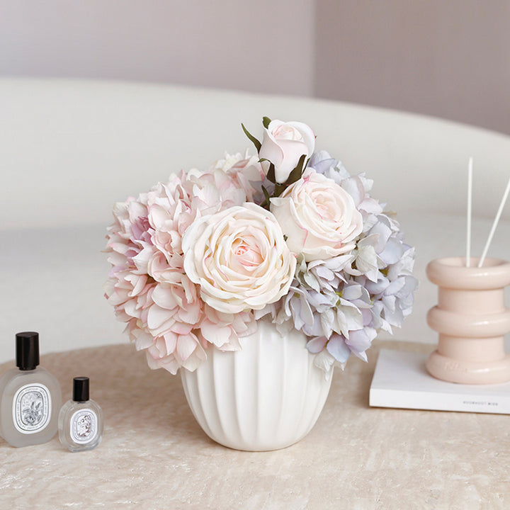 【造花】紫陽花 バラ 優雅 フェイク 置物