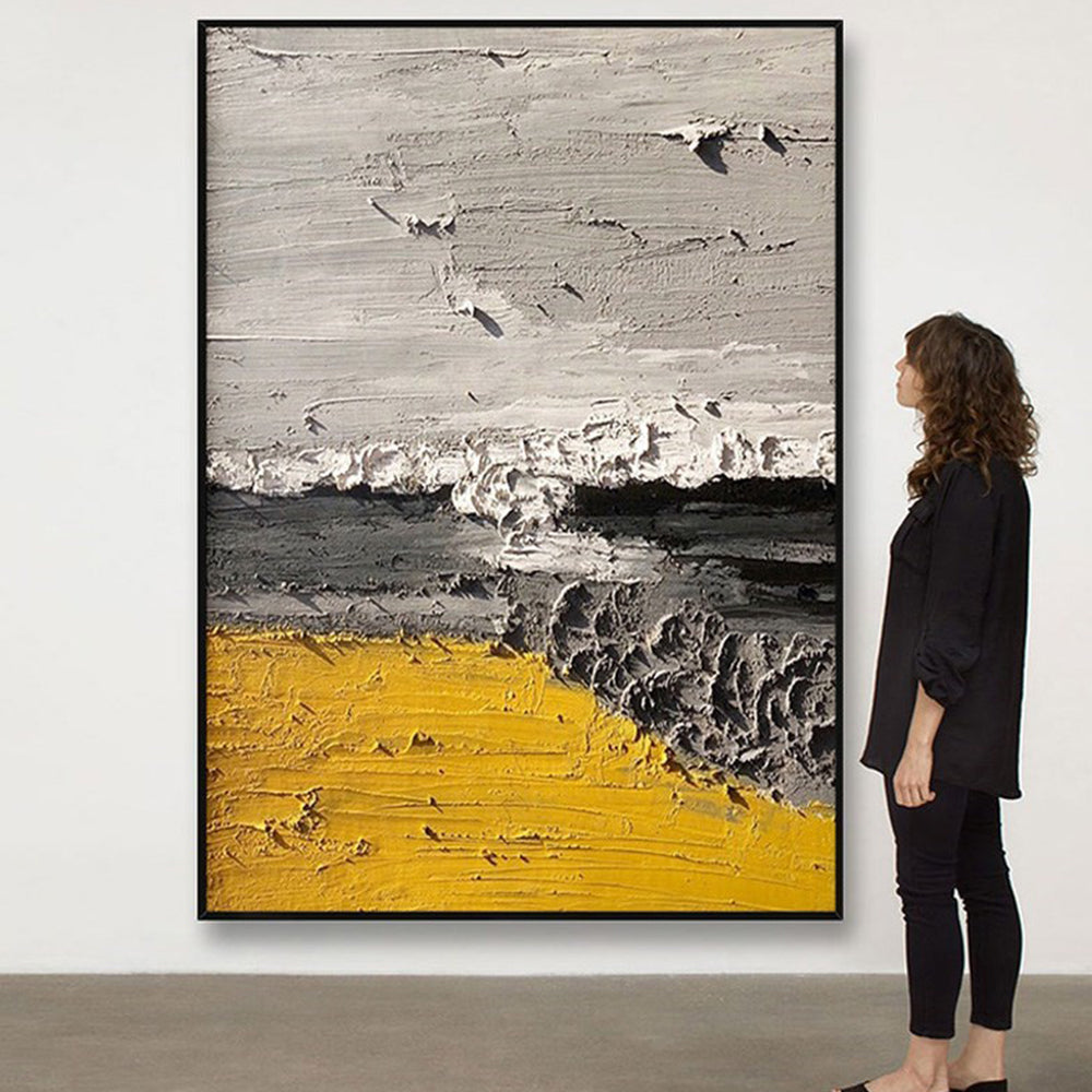 【掛絵】黒黄風景 手描き油絵