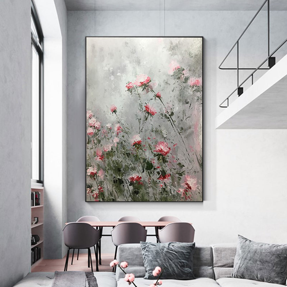 【掛絵】北欧風花 手描き油絵