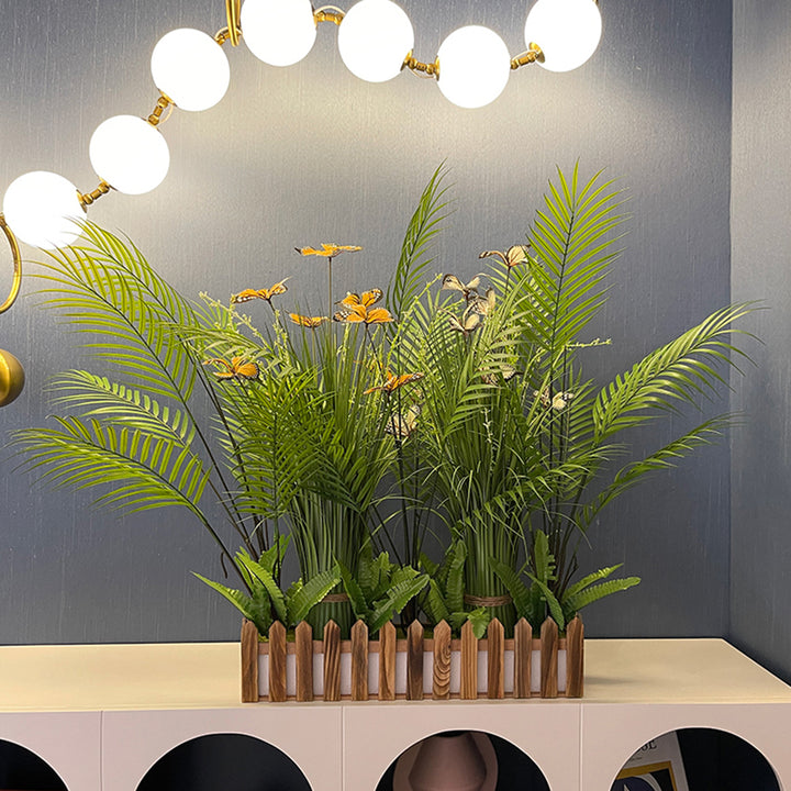 【造花】葦 窓 緑豊か木製フェンス 元気 フェイク