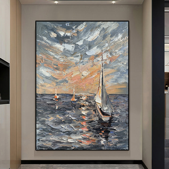 【掛絵】印象派海景色 選べる3パターン 手描き油絵