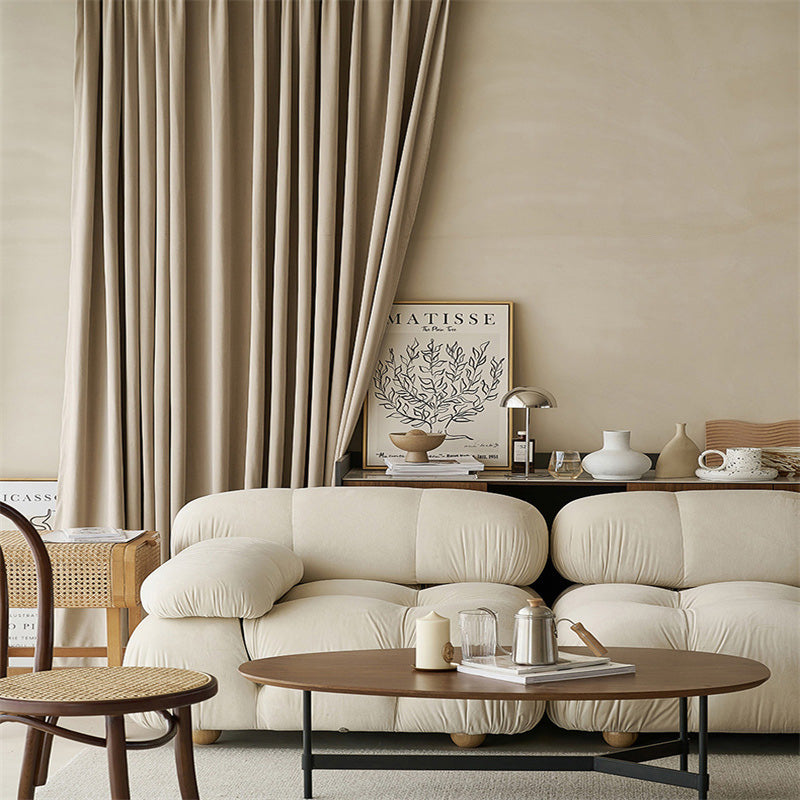 【ドレープカーテン】ミルクティー 選べる7色 ベルベットカーテン