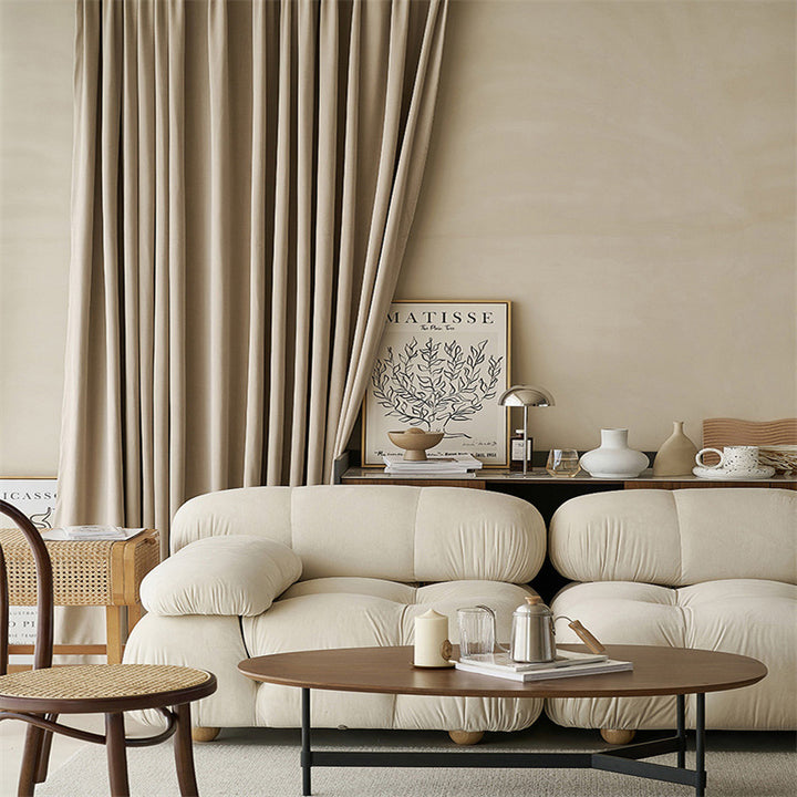 【ドレープカーテン】ミルクティー 選べる7色 ベルベットカーテン