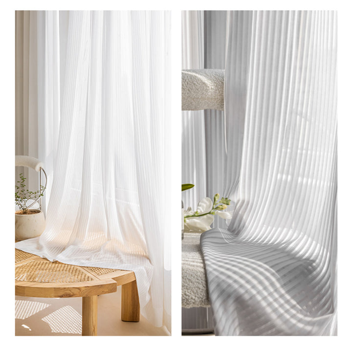 【レースカーテン】ストライプ調 選べる2色