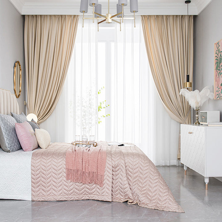 【ドレープカーテン】ミルクティー 選べる7色 ベルベットカーテン