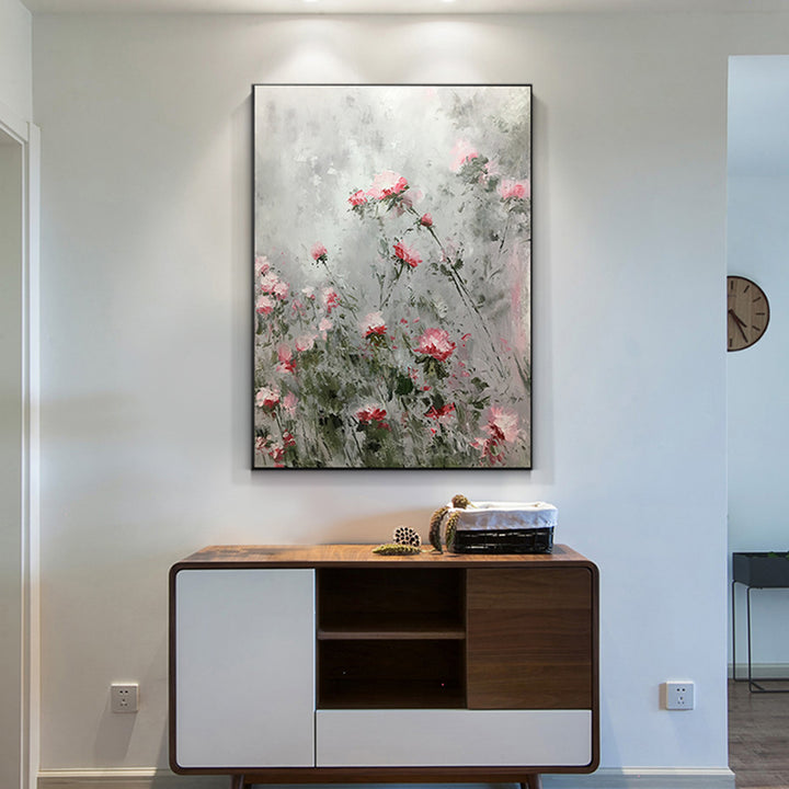 【掛絵】北欧風花 手描き油絵