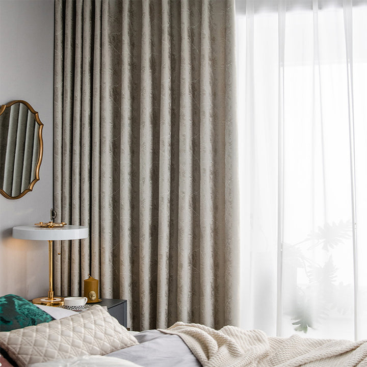 【ドレープカーテン】ジャガード織エレガント 選べる4色 アイボリー(柄付け) 布製 遮光2級