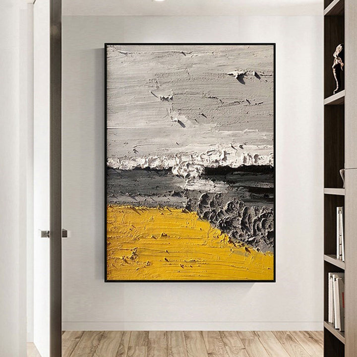 【掛絵】黒黄風景 手描き油絵