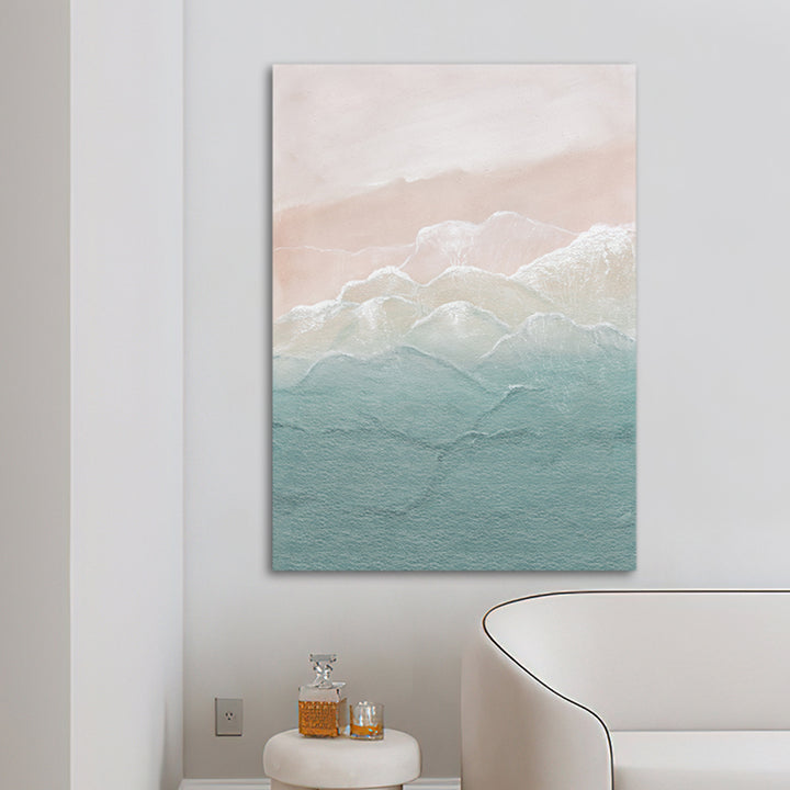 【掛絵】ピンクビーチ 手描き油絵