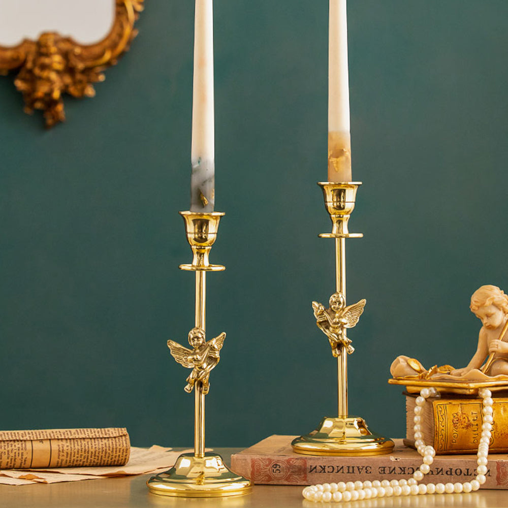 【キャンドルホルダー・スタンド】エレガント キューピッド 銅製